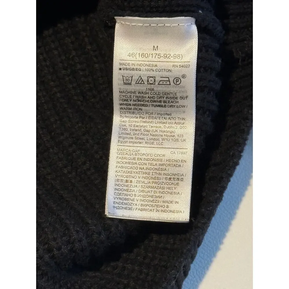 Gap Traditional Black Cable-Knit Turtleneck Winter Sweater Sz M | EUC